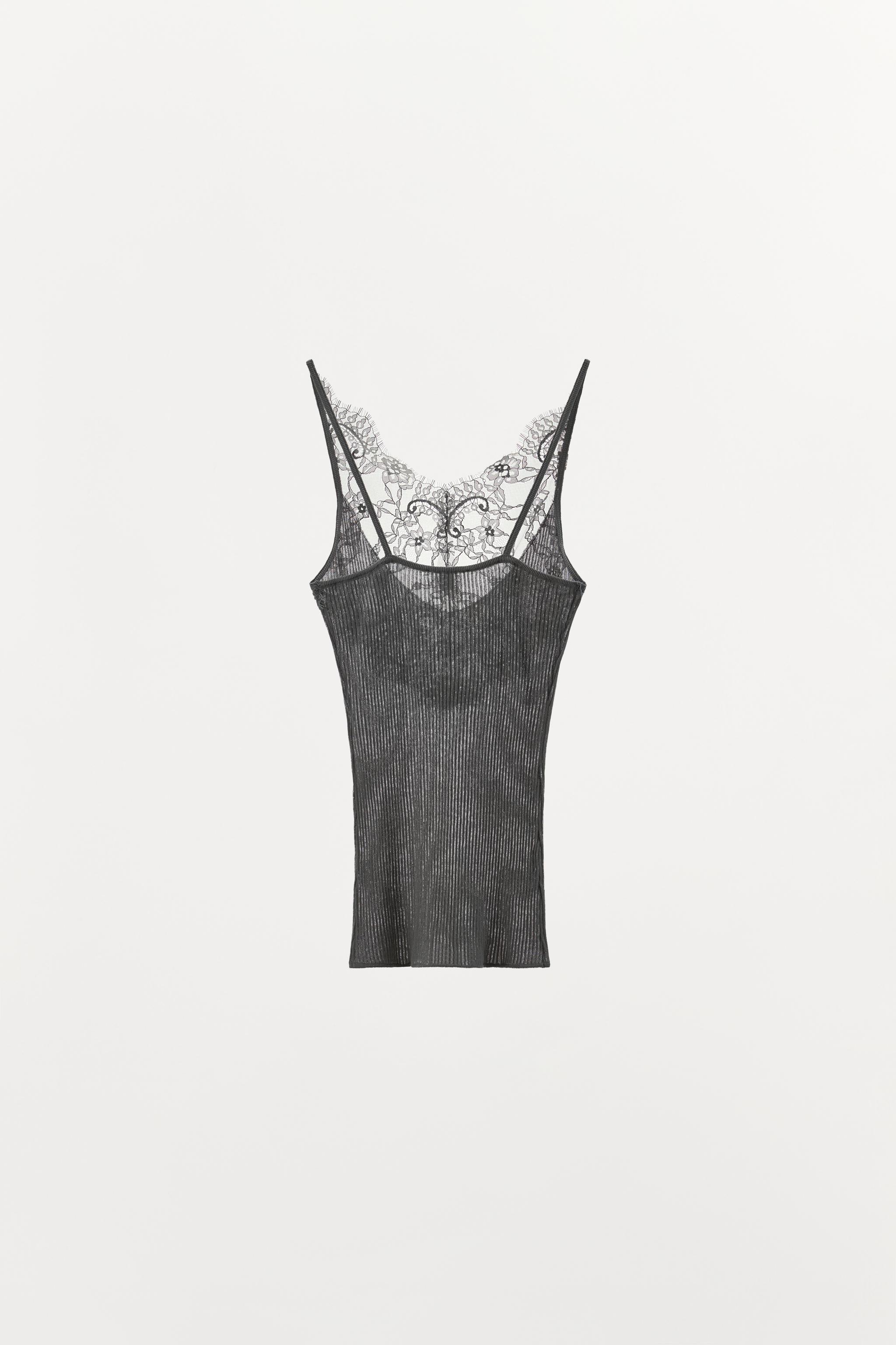 TOP EN MAILLE À BRETELLES DENTELLE